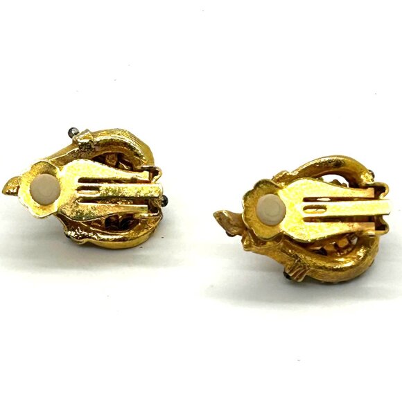 Vintage Gold-Tone Rhinestone Heart Brooch Matching Clip-On Earrings Robert Rose - Picture 12 of 16